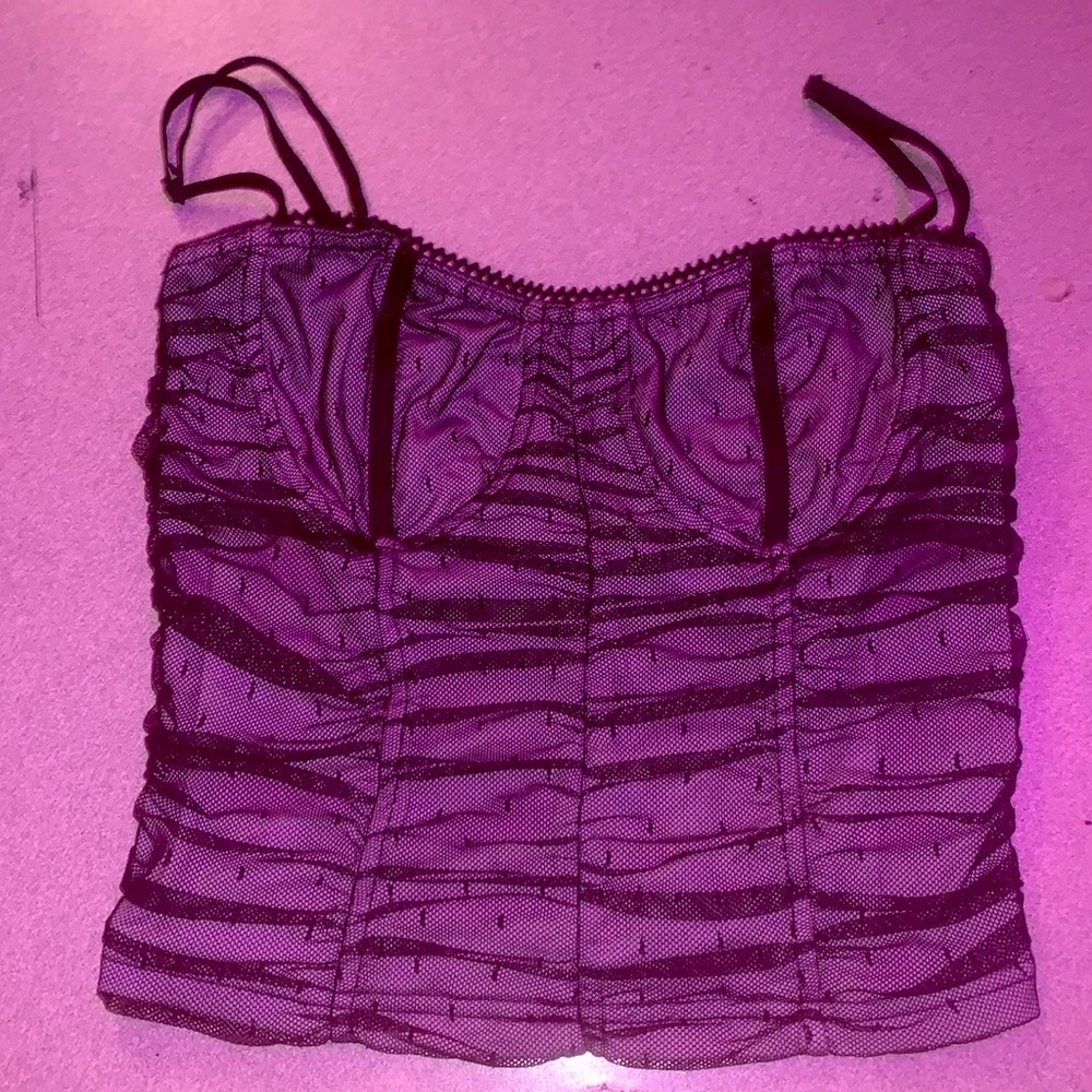 Lavender Purple and black mesh tank top crop